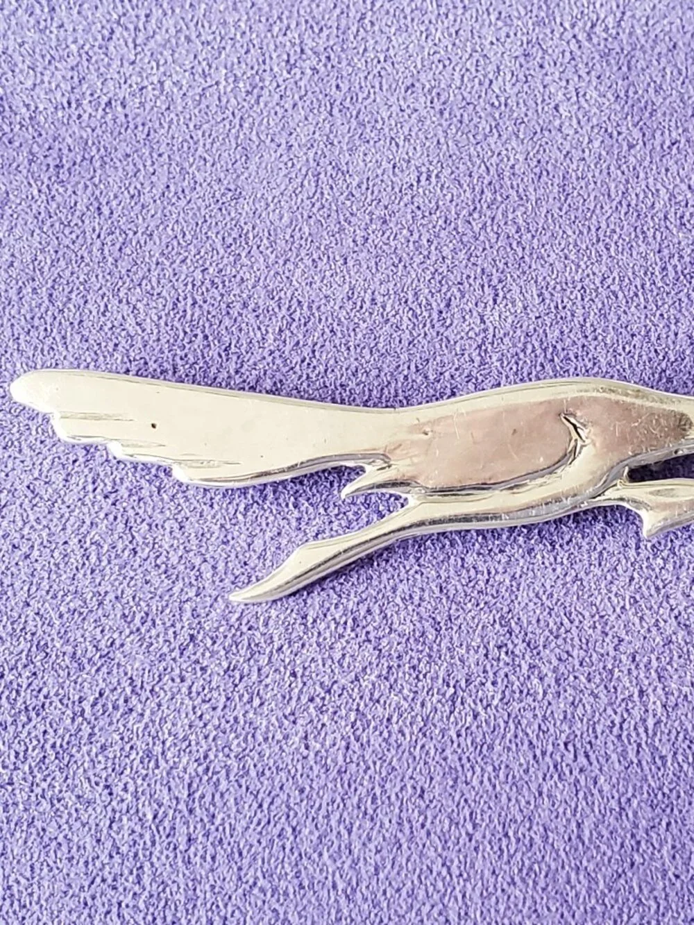 Vintage Handcrafted Sterling Silver ROADRUNNER Pin Gemstone Eye Accent